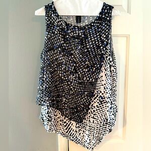 WHBM Top - Size Medium - White, Black and Blue